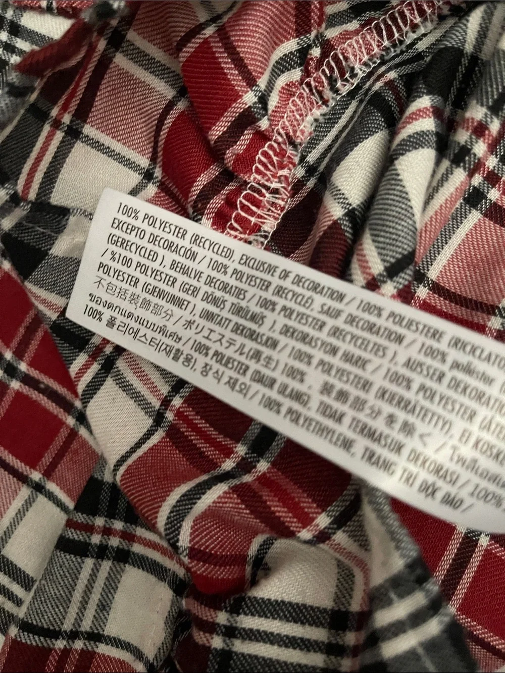 Disney Parks Disneyland World plaid holiday long sleeve nightgown pajamas 7/8